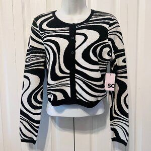 SO-NWT-Good For Life Women's Cropped Cardigan Sweater-Medium-Geometric Design